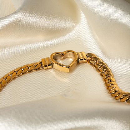 Heart Flat Snake Chain Bracelet