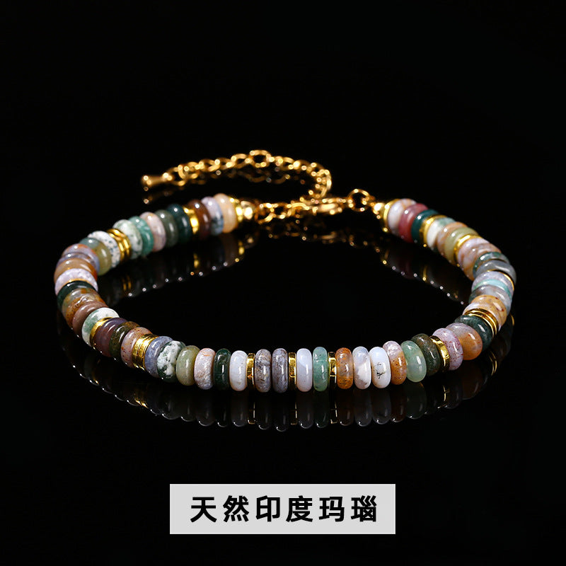 Natural Powder Crystal Tablet Bead Bracelet