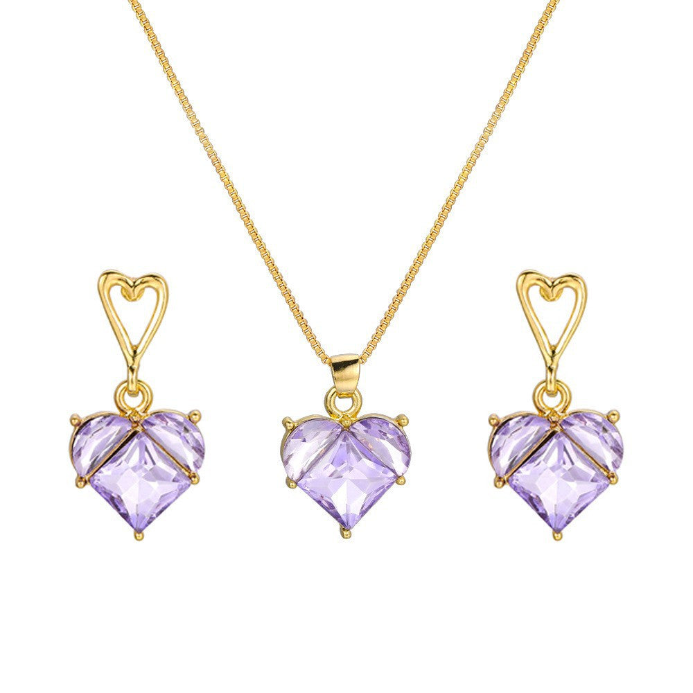 Heart Bridal Necklace Earrings Set