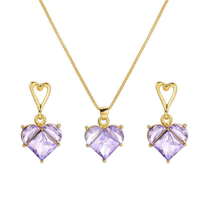 Heart Bridal Necklace Earrings Set