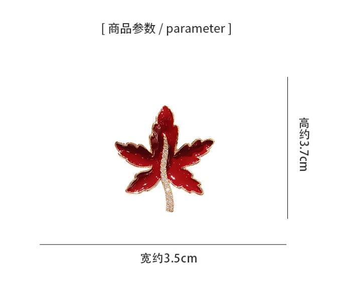 Diamond Red Maple Leaf Brooch