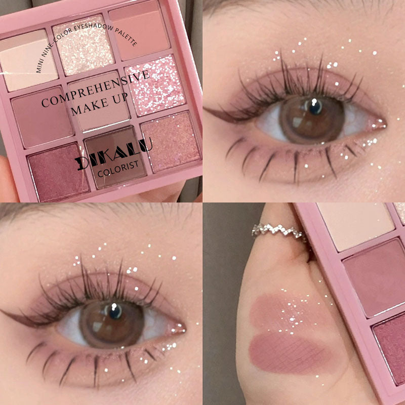 Paleta de sombras de ojos acrílicas transparentes de nueve colores 