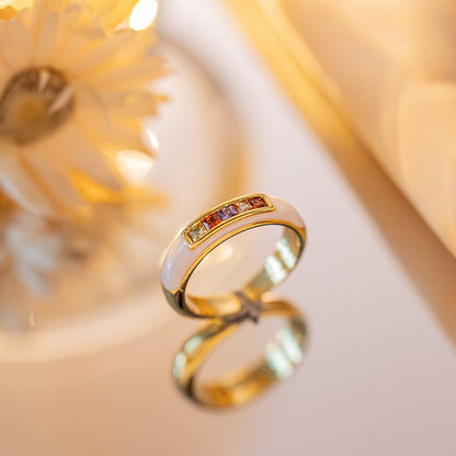 Real gold electroplated zircon ring.