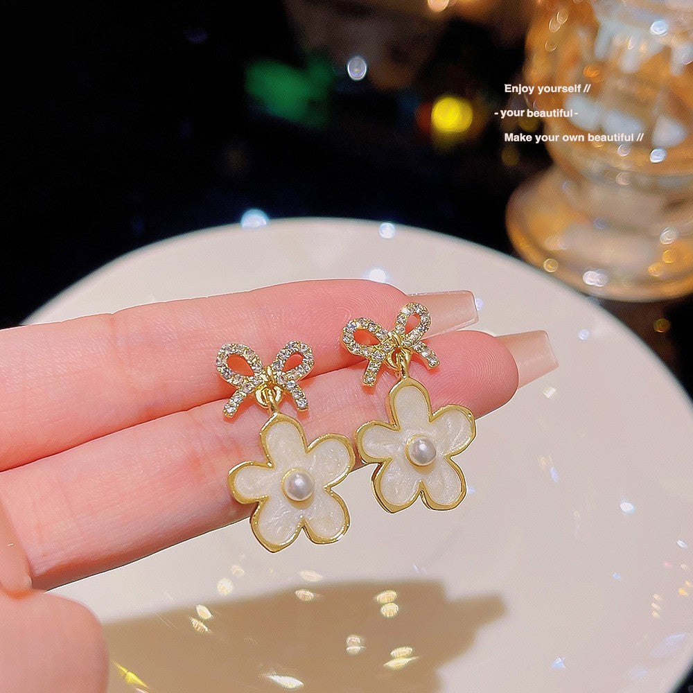 Spring bow flower earrings