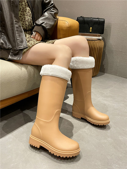 High rain boots for women with warm thick soles