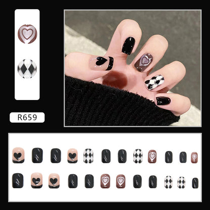 Dark Diamond Heart Nails