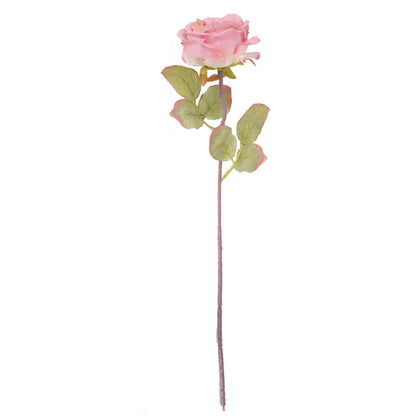 Artificial rose single branch burnt edge silk rose