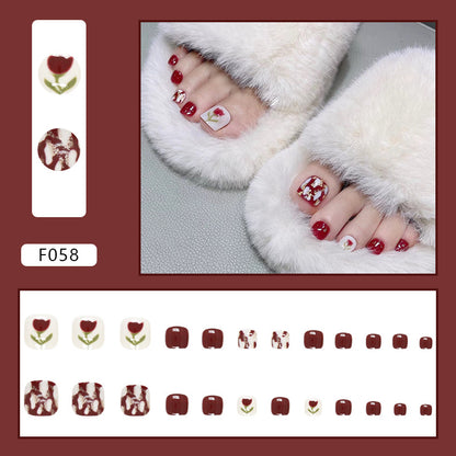 Uñas de los pies con purpurina de diamante francés 