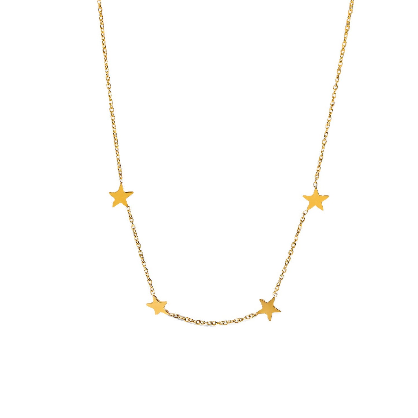 Five-pointed star thin round bead necklace