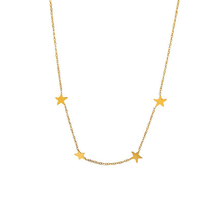 Five-pointed star thin round bead necklace