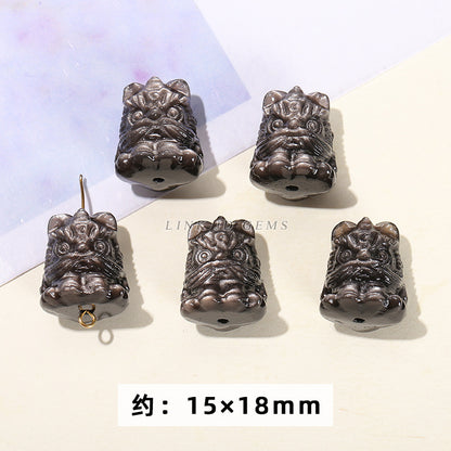 Wholesale of natural silver obsidian carving pendants