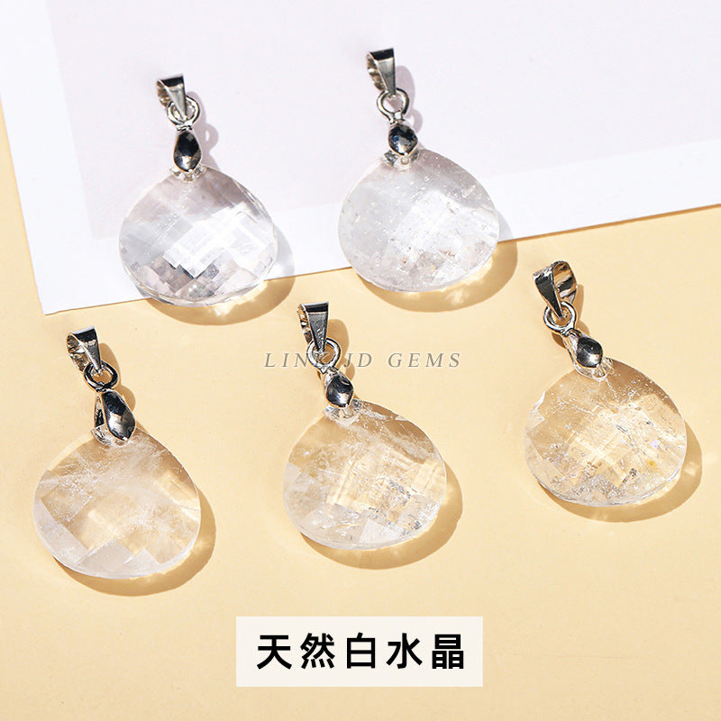 15Mm natural crystal jade cut water drop pendant