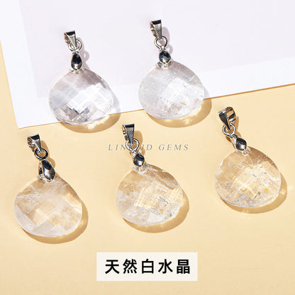 15Mm natural crystal jade cut water drop pendant