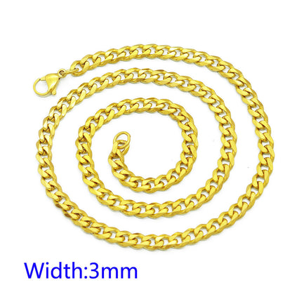 Stainless Steel Hip Hop Cuban Chain Necklace for Men and Women