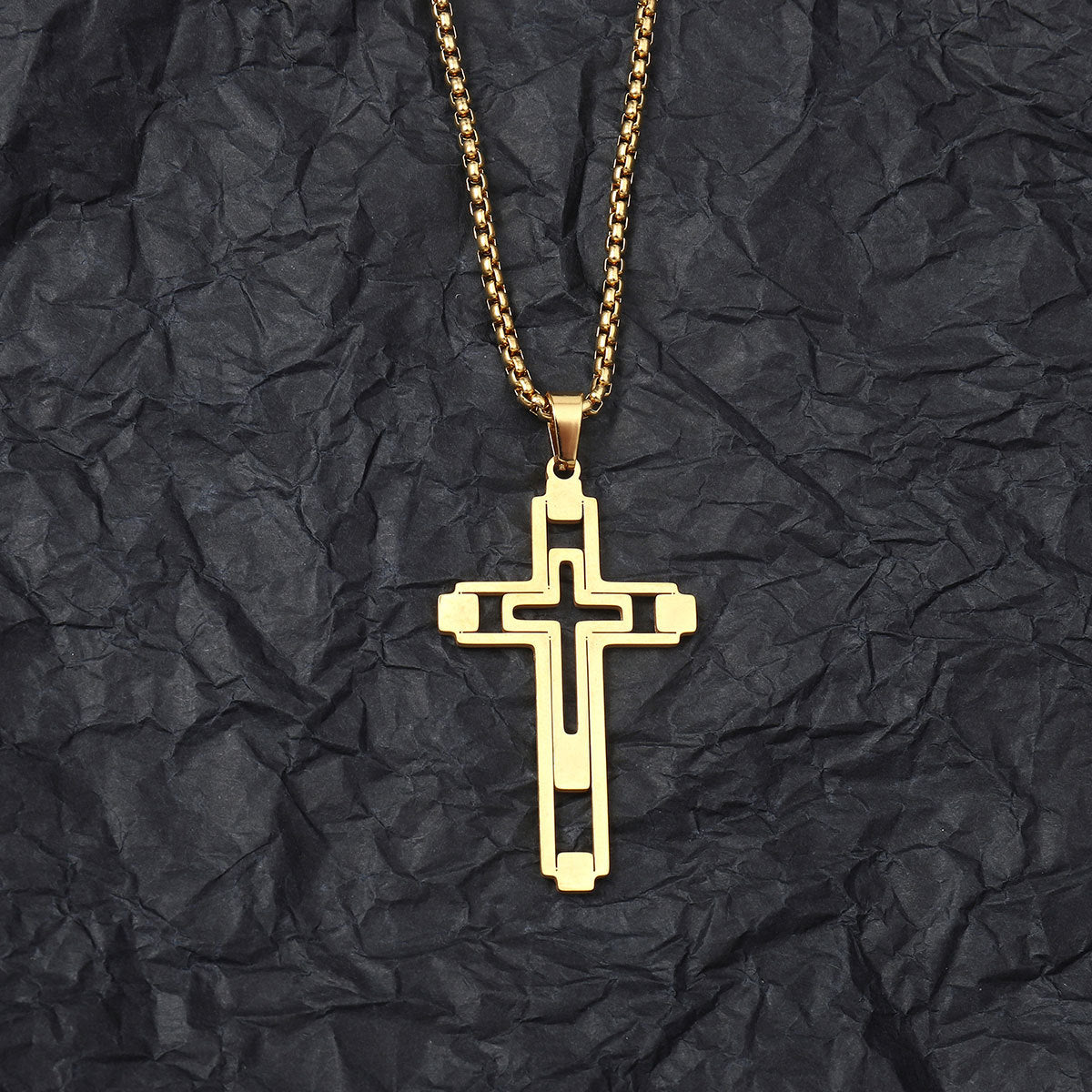 Titanium steel cross trendy cool necklace