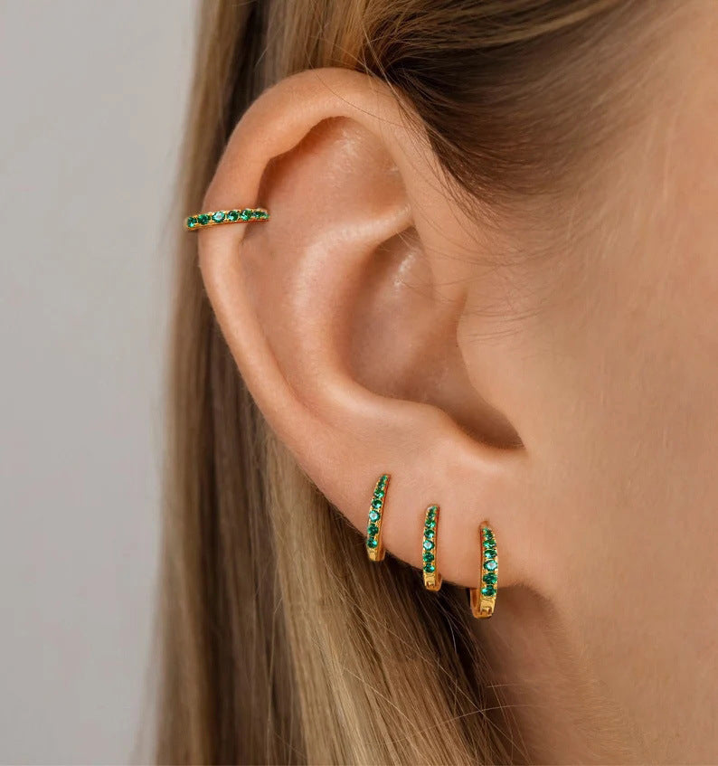 Black and green diamond earrings