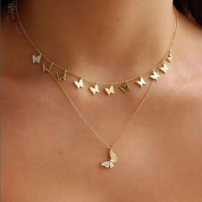 Vintage gold alloy double necklace