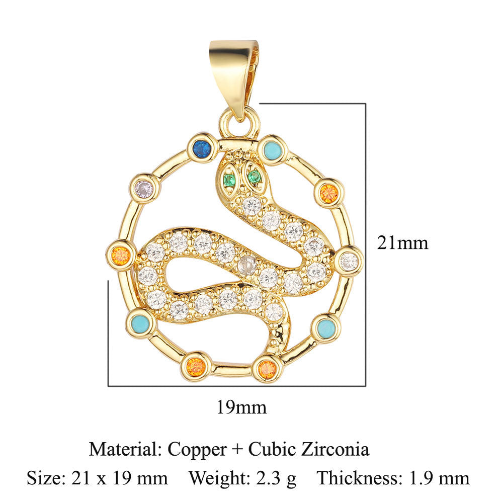 Frog Conch Shell Copper Zircon Pendant