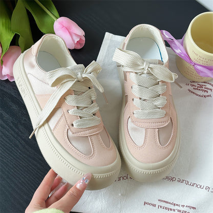 Pink satin white shoes for women