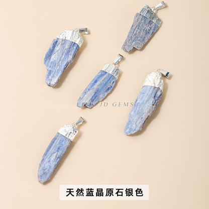 Rough kyanite gold-plated pendant.