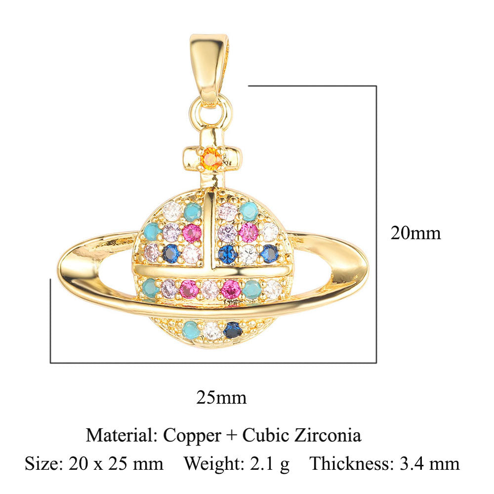 Sun Moon Star Universe Copper Zircon Pendant