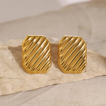 earrings pleated square wave