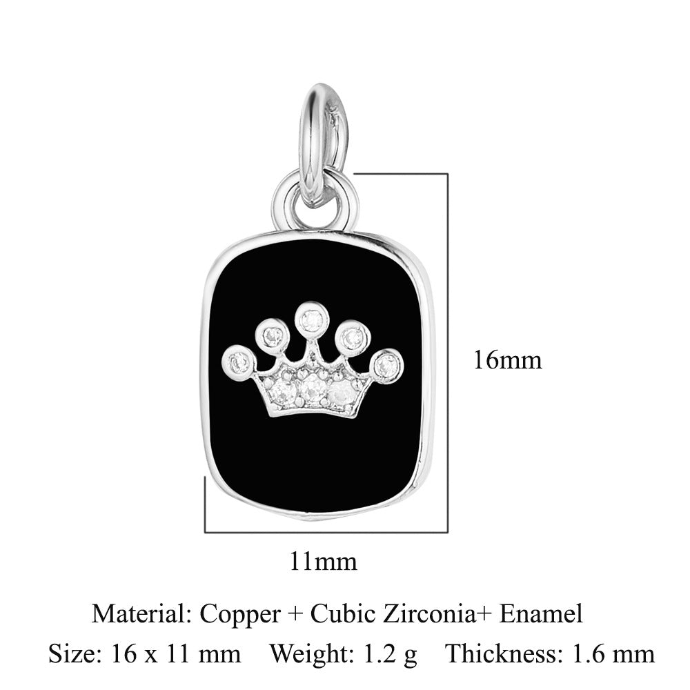 Dripping oil crown moon tag copper zircon pendant