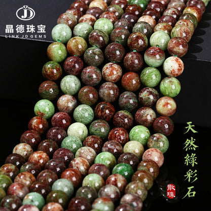 Natural green colored stone round bead jade bracelet.