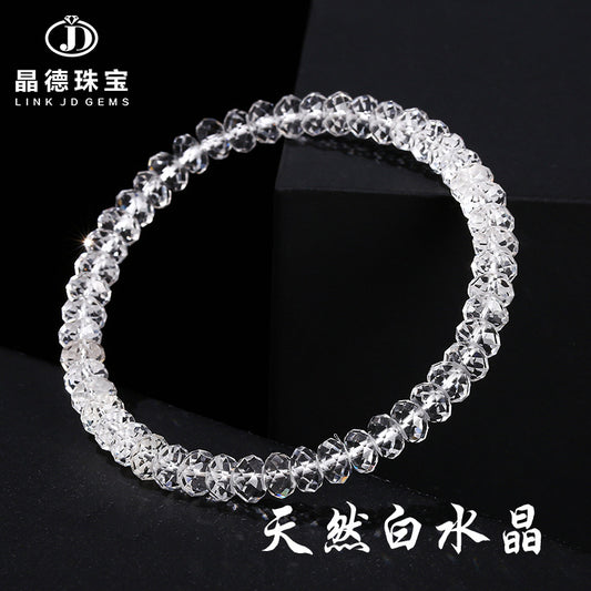 Natural Cut White Crystal Straight Cut Tablet Bracelet