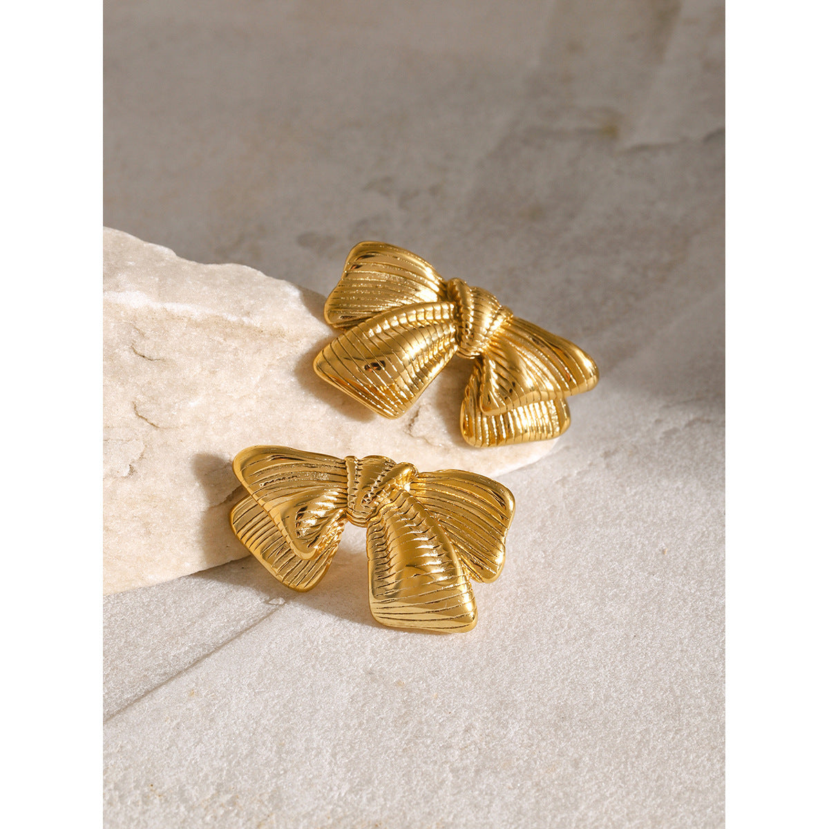 Brushed Stripe Bow Earrings