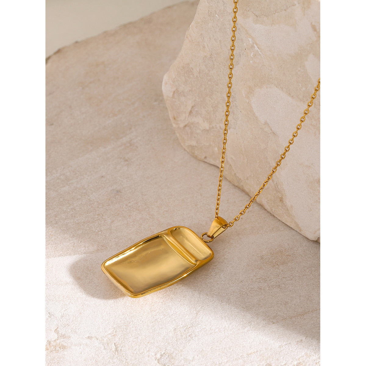 Rectangular Polished Pendant Necklace