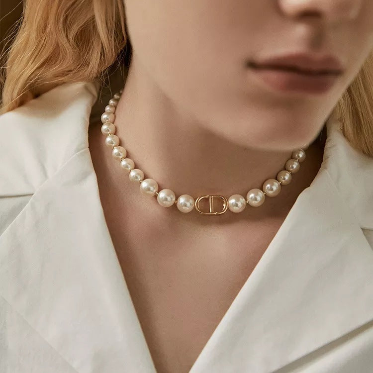 Pearl necklace female summer choker collarbone chain