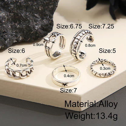 Five-pointed star ring set