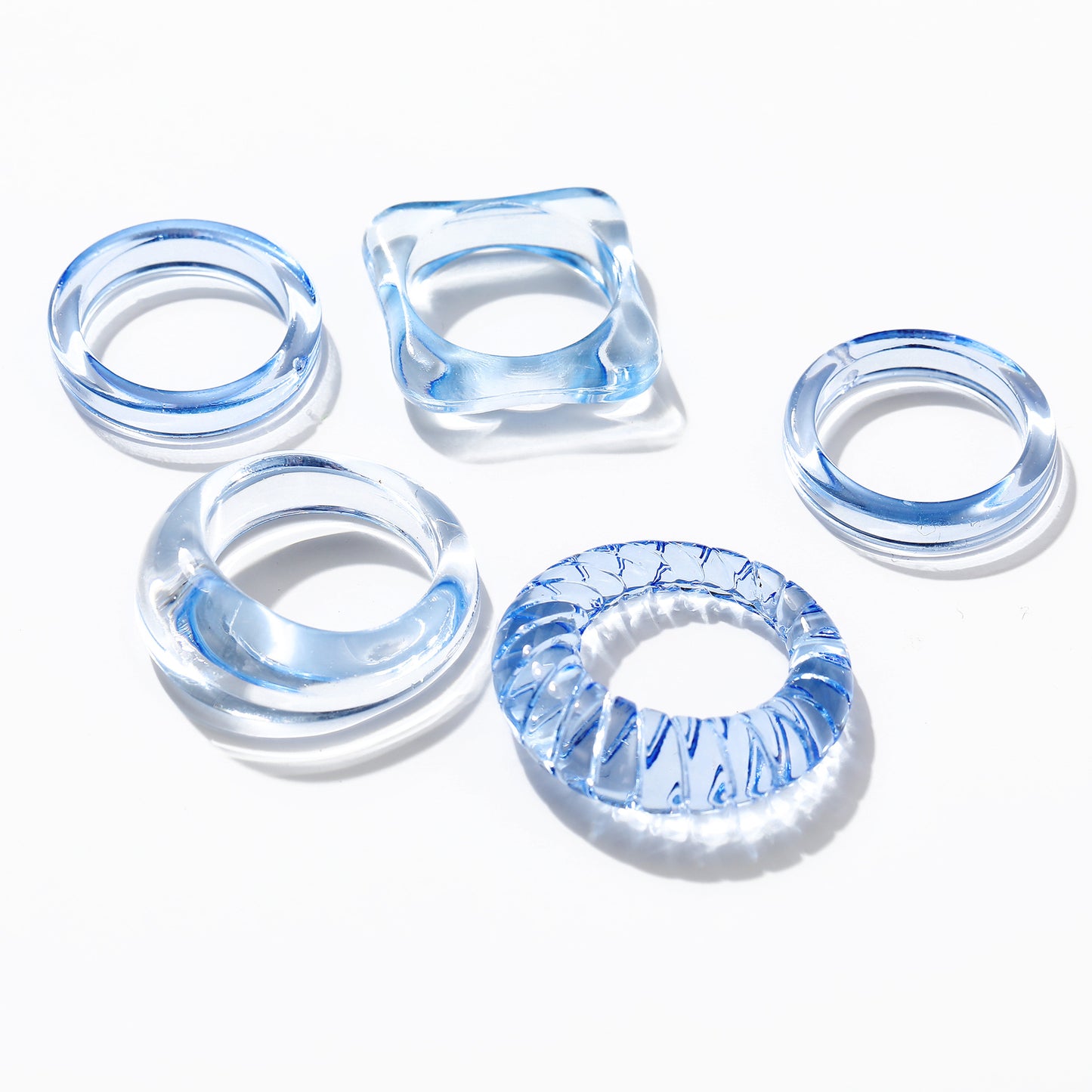 Ring set 5 pieces resin transparent