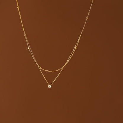 Single diamond small double layer necklace