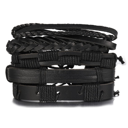 Personalized punk braided DIY faux leather bracelet