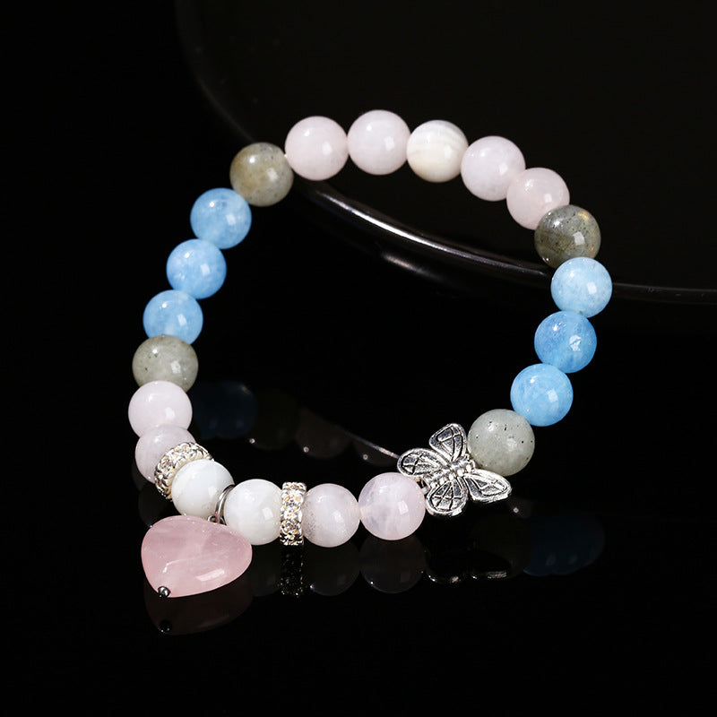 Natural powder crystal blue chalcedony bracelet