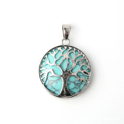 Crystal Tree of Life Round Pendant