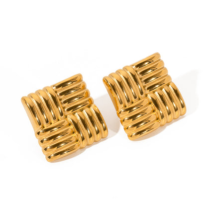 Square Textured Stud Earrings