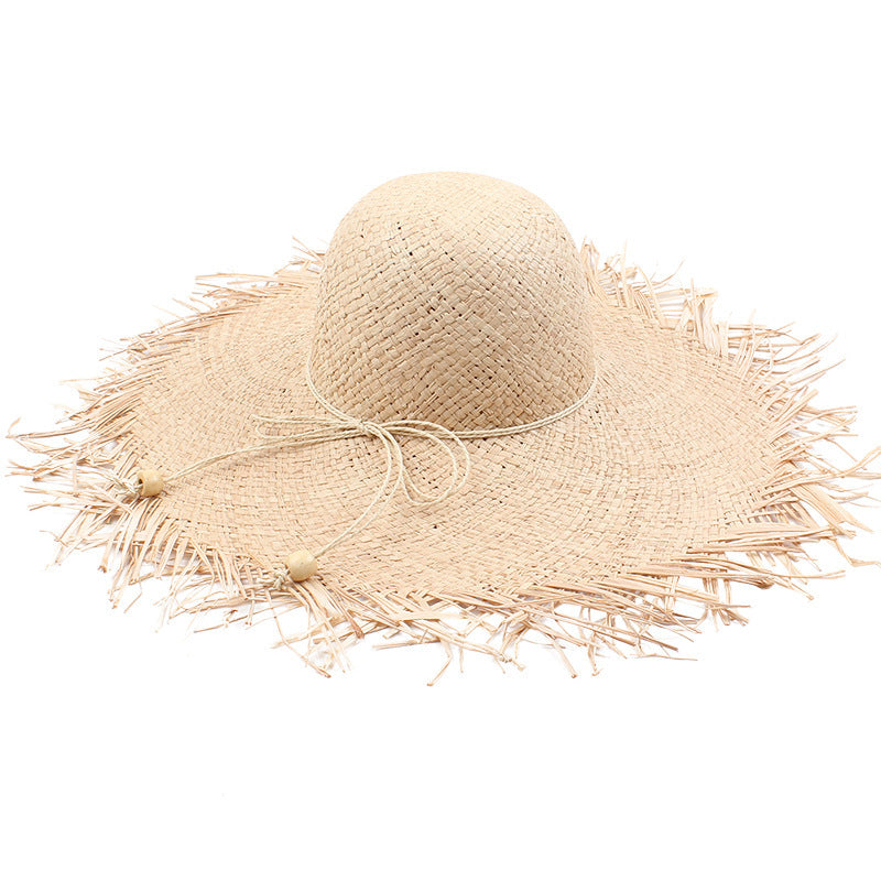 Sombrero de verano para mujer, plegable, de ala ancha, de rafia, para playa 