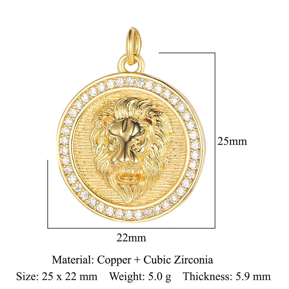 Colgante de collar con cruz de virgen de cobre y circonita 