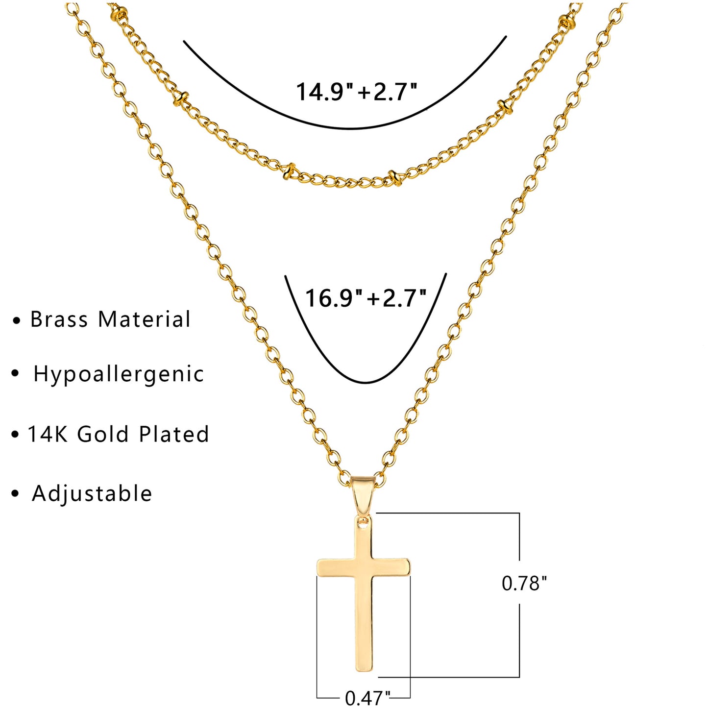 Double Cross Pendant Bead Necklace