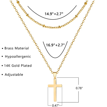 Double Cross Pendant Bead Necklace