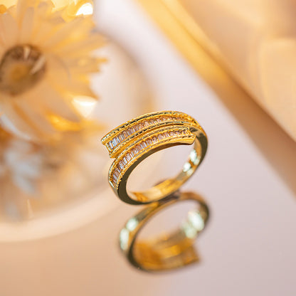 Real gold electroplated zircon ring.