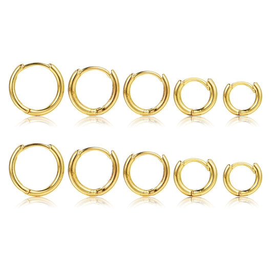 Metal earrings set 5-piece gold earrings high-end