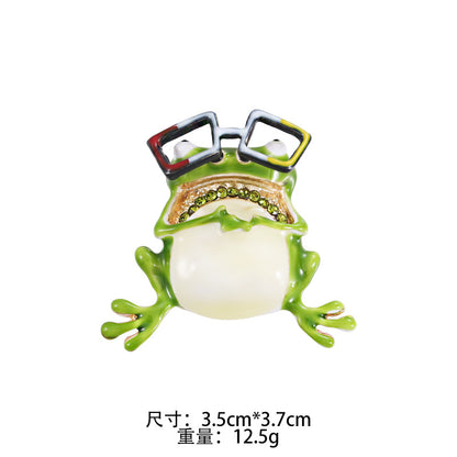 Oil drop glasses frog brooch