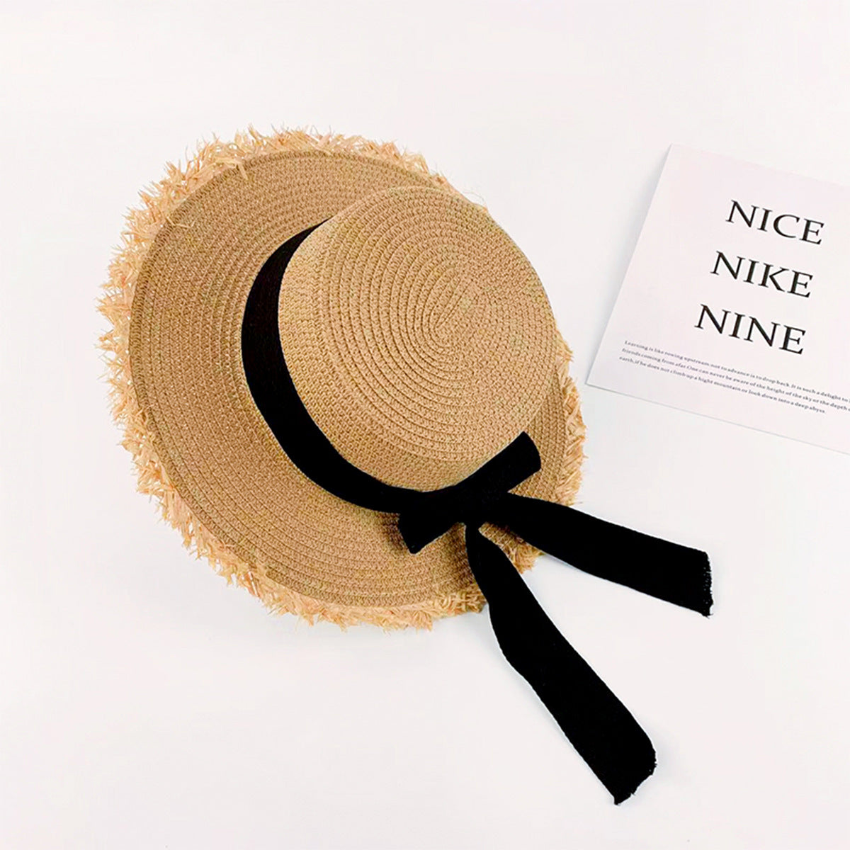 Sombrero de rafia para mujer, estilo francés, de ala plana, para playa y verano 