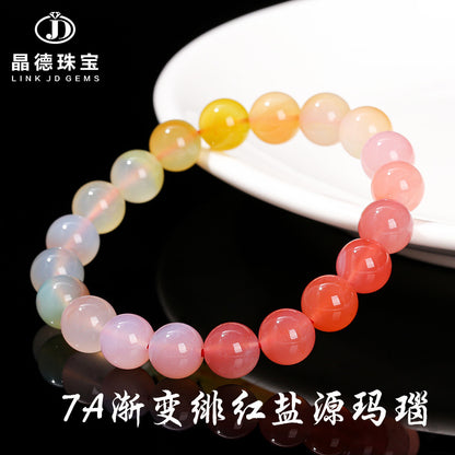 7A gradual change color crimson salt source agate bracelet