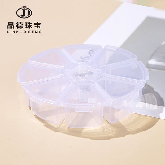 Transparent 8-grid plastic round bead storage box