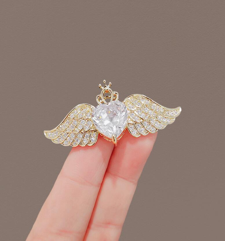 Angel wing crystal corsage